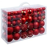 Bakaji Confezione 100 Palline Di Natale Diametro 3/4/6 cm Addobbi e Decorazioni Per Albero Di Natale (Rosso)