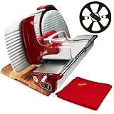 Affettatrice Berkel Home Line 250 Plus, colore rosso + tagliere fatto a mano unico al 100%