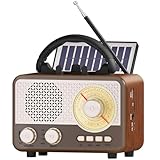 Radio Portatile Vintage FM/AM/SW Cassa Bluetooth Retrò Regalo Uomo Radio Solare Altoparlante Bluetooth con Supporto Telefono Decorazione Casa Idee Regalo per Donna,Papà Compleanno