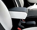 Drive Design Bracciolo Compatibile per 500L 2012-2017 Ecopelle Nero con Laterali Bianchi e Cuciture Bianche Regolabile in Lunghezza Armrest mittelarmlehne appoggiabraccio 500 L