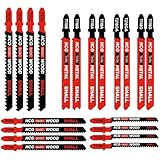 SHALL Set di lame per seghetto alternativo con attacco a T da 20 pezzi, in HSS/CPV, compatibile con tutti i seghetti alternativi, varie lame per legno, taglio di metalli, con scatola di conservazione.