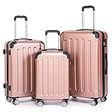 Boleedy Set di Valigie Rigide 3 Pezzi(55/66/76cm),Set Valigia Leggero in ABS Rigido con Lucchetto e Ruote a 360°,Grande Trolley per Business e Viaggio