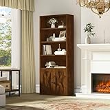 YITAHOME Libreria, Scaffali Autoportanti con Armadio Scaffali Industriali Scaffale portaoggetti Scaffale Cubo in Legno Armadietto Alto per Soggiorno Cucina Ufficio in Casa, Libreria Marrone Rustico