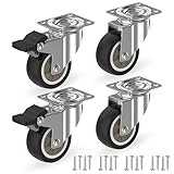 RAVN HAMAN Set di 4 ruote pivottanti per mobili da 50 mm - Ruote piroettanti con freno fino a 50 kg per ruota - Piccole rotelle girevoli in gomma - Rotolamento silenzioso e delicato sui pavimenti