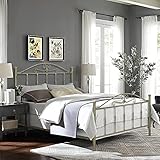 SISA srl, Struttura Letto Matrimoniale Ferro Battuto, Modello Gardenia, Colore Beige Anticato (Con Sfumature Oro), 170x120x195 cm, 100% Made in Italy