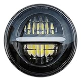 SZDPC 5,75 Pollici LED Rotondo Moto Faro con luce diurna, compatibile con Harley Davidson Sportster Dyna Softail (Nero)
