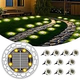 FIFlying 10 pezzi Luci Solari da Giardino, 8 LED Lampade Solare da Terra, Acciaio Inossidabile Bianco Caldo Faretti Sepolta Solari a Led da Esterno, per Prato, Vialetto, Marciapiede, Patio