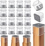 Gommini Per Sedie Quadrati, 24 Pezzi Feltrini per Sedie in Silicone Trasparente con Feltro, Antigraffio in feltro per sedie, tappi protettivi per gambe di per pavimenti in Legno(Fit:27-39mm)