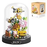 BOUFEIDA Set di mattoncini da costruzione con fiori d'ape (582 pezzi), con cupola antipolvere e base, regalo per bambini e adulti