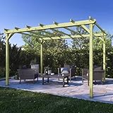 Pergola in legno 3x4 m per esterno e giardino, impregnato in autoclave, resistente agli agenti atmosferici, con kit montaggio, made in Italy