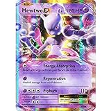 Carte Pokemon Promo originali Jumbo XXL, carte GX, V, EX, protezione extra near Mint, carta promozionale in inglese (Mewtwo EX 52/108)