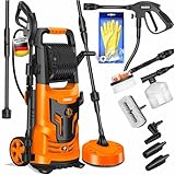 MASKO® Idropulitrice ad alta pressione 2200 Watt 165 bar 450 l/h, con bobina avvolgitubo da 10 m tubo 9.TLG. Accessori con bottiglia di sapone, pistola ad alta pressione per auto