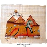 PAPIRO Egizio Originale: La Sfinge e Le Piramidi di Gize su un papiro Originale Fatto e Dipinto a Mano in Egitto. 33x43 cm Ref.7H-C