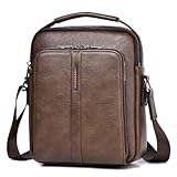 GZQFUOU Borsello Uomo Pelle Borsa a Tracolla da Uomo Casuale Borse Messenger per Stile Retro'per l'uso Quotidiano Outdoor Trekking,Lavoro,Viaggio Borsa a Spalla (Marrone scuro)