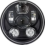 TINMAGI 5.75 Pollici Faro LED Moto 6000-6500K, Fari Moto Rotondo 45W per Harley Touring, Softail, Dyna, Sportster e Tutti Gli Altri Modelli, Nero