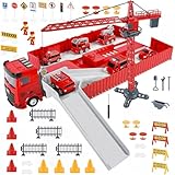 LioMaxi Camion Pompieri per Bambini, Veicoli da Cantiere, Veicolo Giocattolo da Trasporto con Musica e Luci, 6 Mini Camion Pompieri, Giocattolo Della Gru