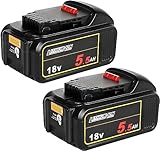 Powarobor DCB184 - Batteria di ricambio agli ioni di litio, 18 V, 5,5 Ah, compatibile con batterie Dewalt da 18 Volt con indicatore di livello di carica LED, 2 pezzi