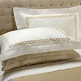 LINTEA - DEA COMPLETO LENZUOLA MATRIMONIALE IN PERCALLE DI COTONE CON RICAMO TRECCIA (BIANCO/SABBIA)