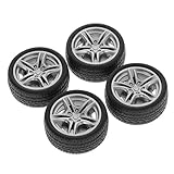 WOWOWO 4 Pezzi 48mm Simulazione Ruota in Gomma Ruota Pneumatico Modello Giocattolo Pezzi di Ricambio RC Fai-da-Te