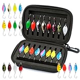 PUWOWYE Esche Artificiali Spinning 16 Pezzi Trota Multicolore Cucchiaini Pesca Spoon Trout Area 2.5/3.5/5g con Borsa Portatile per Pesca alla Trota in Acqua Dolce e Salata Salmerini e Persici