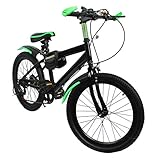 WSIKGHU Mountain bike 20", bicicletta per bambini con parafanghi, a 7 marce, per ragazzi e ragazze, in acciaio al carbonio, idea regalo per bambini da 125 cm a 155 cm (verde)
