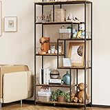 Bealife Libreria Verticale a 7 Ripiani in Legno Moderna per Soggiorno e Camera da Letto, Scaffale Portaoggetti Robusto per Ufficio Studio, Stile Retrò