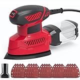 Levigatrice 130W 14000RPM Levigatrice Elettrica Compatta con 20 Pezzi di Carta Vetrata Efficiente Sistema di Raccolta Della Polvere per Lavori di Levigatura Nella Decorazione Domestica e Fai da te