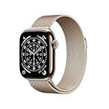Apple Watch Series 11 GPS + Cellular, Cassa 42 mm in titanio color oro con Loop in maglia milanese color oro - Misura unica