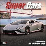 RED EMBER Supercars - Calendario da parete 2025, 12 mesi, 30,5 x 61 cm, aperto, carta spessa e robusta, idea regalo, calendario 2025