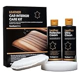 Kit per la cura degli interni in pelle - Kit per la pulizia premium per sedili auto - 250ml Detergente per la pelle e Balsamo per la pelle - Kit completo per tutti i tipi di pelle e vinile