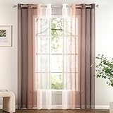 Woaboy 2 Pezzi Tende Voile Semi Trasparenti con Occhielli Tende Verticali Sfumate Poliestere Moderne Eleganti per Finestra Soggiorno Camera da Letto Balcone 140x260cm Marrone Chiaro