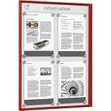 Bacheca per interni, per formato 2 x 2 UNI A4, cornice rossa.