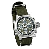 JewelryWe Orologi Sport Militare Noctilucente, Movimento al quarzo giapponese, Cinturino in nylon esterna impermeabile, Orologi da uomo, Verde