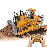 Cheffery RC Bulldozer, Bulldozer Telecomandato a 11 Canali, 2.4 GHz Bulldozers Giocattolo Telecomandato con Luce ed Effetti Sonori per Bambini di Età Compresa Tra 4 e 12 Anni