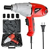 TEENO Avvitatore a Massa Battente con filo per auto 450Nm, 1010 W，1/2" Avvitatori a Pistola Pneumatica/Avvitatore ad aria compressa a bassa vibrazione per serrare e svitare le viti con 4 Bussole