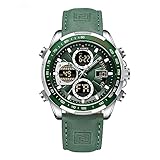 Naviforce Orologi digitali militari da uomo Orologio analogico al quarzo impermeabile Orologio sportivo multifunzionale in pelle