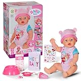 BABY born Emma - Bambola alta 43 cm - 10 funzioni con accessori e tutina - Funziona completamente senza batterie - Adatto per bambini a partire dai 3 anni di età