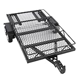 Rimorchio per Trasporto Dietro L'auto, Rimorchio a Pianale in Metallo con Gancio di Traino, Kit di Aggiornamenti per Rimorchio a Pianale in Metallo a Doppio Asse Resistente e Ad