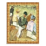 LuxHomeDecor Edgar Degas - Fantini a cavallo - Quadro stampa su tela effetto dipinto con cornice in legno oro classico - 50x40 cm