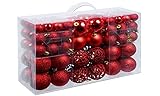 Confezione 100 Palline di Natale Infrangibili Con Gancio Palle di Natale Diametro 3/4/6 cm, Addobbi E Decorazioni per Albero di Natale (Rosso)