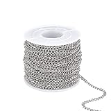 PH PandaHall 25m Catena Collana Fai Da Te Argento Catene Acciaio Inox per Gioielli, Catenine per Ciondoli per Creazione di Braccialetti Collana Accessori di Gioielli Fai Da Te, 4x3mm