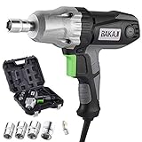 BAKAJI Avvitatore Elettrico Pneumatico ad Impulsi 4050 330Nm Attacco 1/2" Manico Ergonomico Antiscivolo con Custodia Valigetta e Bussole in Varie Misure Svita Avvita Bulloni Per Pneumatici Auto