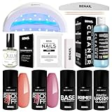 Kit Semipermanente Unghie Professionale, Kit Ricostruzione Unghie Gel Completo, Lampada Uv Led 48w, Smalto Unghie Primer, Base & Top Coat Semipermanente (Classico)