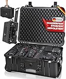 KESSER® Valigetta per macchina fotografica, con schiuma, custodia rigida universale con ruote, manico telescopico, impermeabile, per esterni, resistente alle intemperie, antiurto