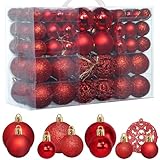 ZFYQ 100Pcs Palle di Natale, Set di Palline Decorative da Appendere per Decorazioni Natalizie per L'albero, Rosso