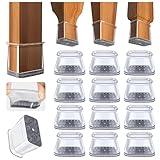 32 Pezzi Gommini per Sedie, Rettangolari Tappi Sedie Silicone, Feltrini Sedie in Trasparente per Pavimenti in Legno, Cuscinetti Protettivi per Piedi di Mobili (Larghezza 19-25mm, Lunghezza 28-38mm）