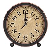 Tissting Sveglia da Scrivania, Orologio da Tavolo Retrò con Ticchettio Silenzioso, Alta Precisione, 13,5 x 4,5 x 14 cm, per Soggiorno, Camera da Letto, Viaggi