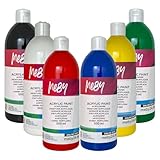 Set di colori acrilici 6 colori ciascuno da 500 ml. Colori coprenti per tela, cipria, carta, legno, pietra, tessuto, pelle, metallo, ceramica, set di colori multiuso (6 x 500 ml)