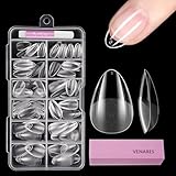 Tip in Gel per Unghie Mandorla Corte, Venares 120 Pezzi Tip Unghie Ricostruzione 12 Taglie Set Unghie Finte con Colla Buffer per Unghie, Gel Tips Unghie Finte Corte Copertura Completa