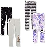 Amazon Essentials Disney | Marvel | Star Wars | Frozen | Princess Leggings Bambine e Ragazze, Pacco da 4, Black/Grey/Purple, Nightmare Sally, 3 anni